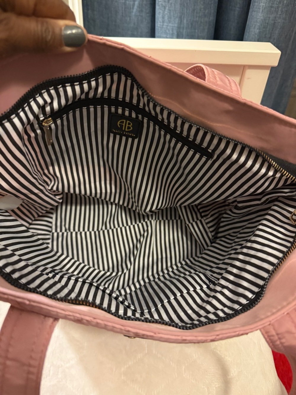Alexis Bendel Quilted Blush Pink Tote with Logo Plaque - Picture 8 of 11